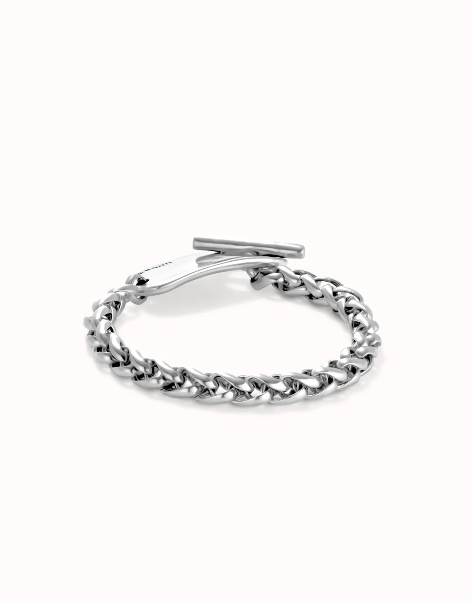 Pulsera de cadena bañada en plata de ley con pieza ajustable central