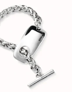 Pulsera de cadena bañada en plata de ley con pieza ajustable central