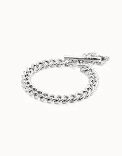 Pulsera de cadena bañada en plata de ley con cristal negro