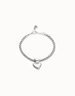 Pulsera de cadena con detalle de corazón pequeño bañado en plata de ley