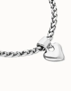 Pulsera de cadena con detalle de corazón pequeño bañado en plata de ley