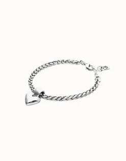 Pulsera de cadena con detalle de corazón pequeño bañado en plata de ley