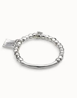 Pulsera de cuentas y pieza tubular de bañada en plata