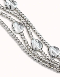 Pulsera de cuero marrón y cuentas bañadas en plata de ley