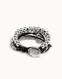 Pulsera de cuero y baño en plata de ley