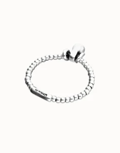 Pulsera de esferas de tamaño pequeño y grande bañada en plata de ley