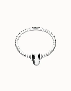 Pulsera de esferas de tamaño pequeño y grande bañada en plata de ley
