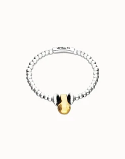 Pulsera de esferas en combinación de baño oro y plata