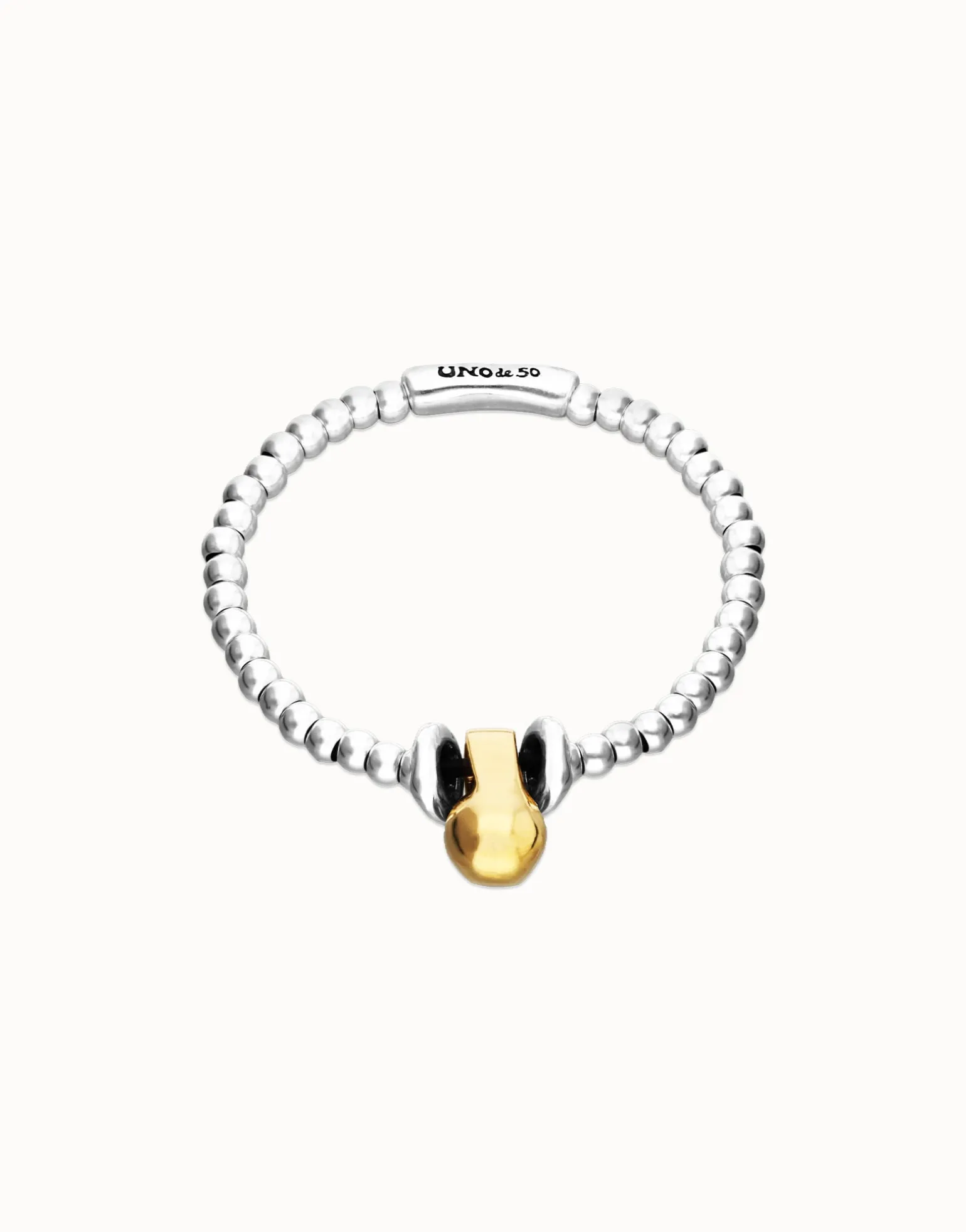Pulsera de esferas en combinación de baño oro y plata