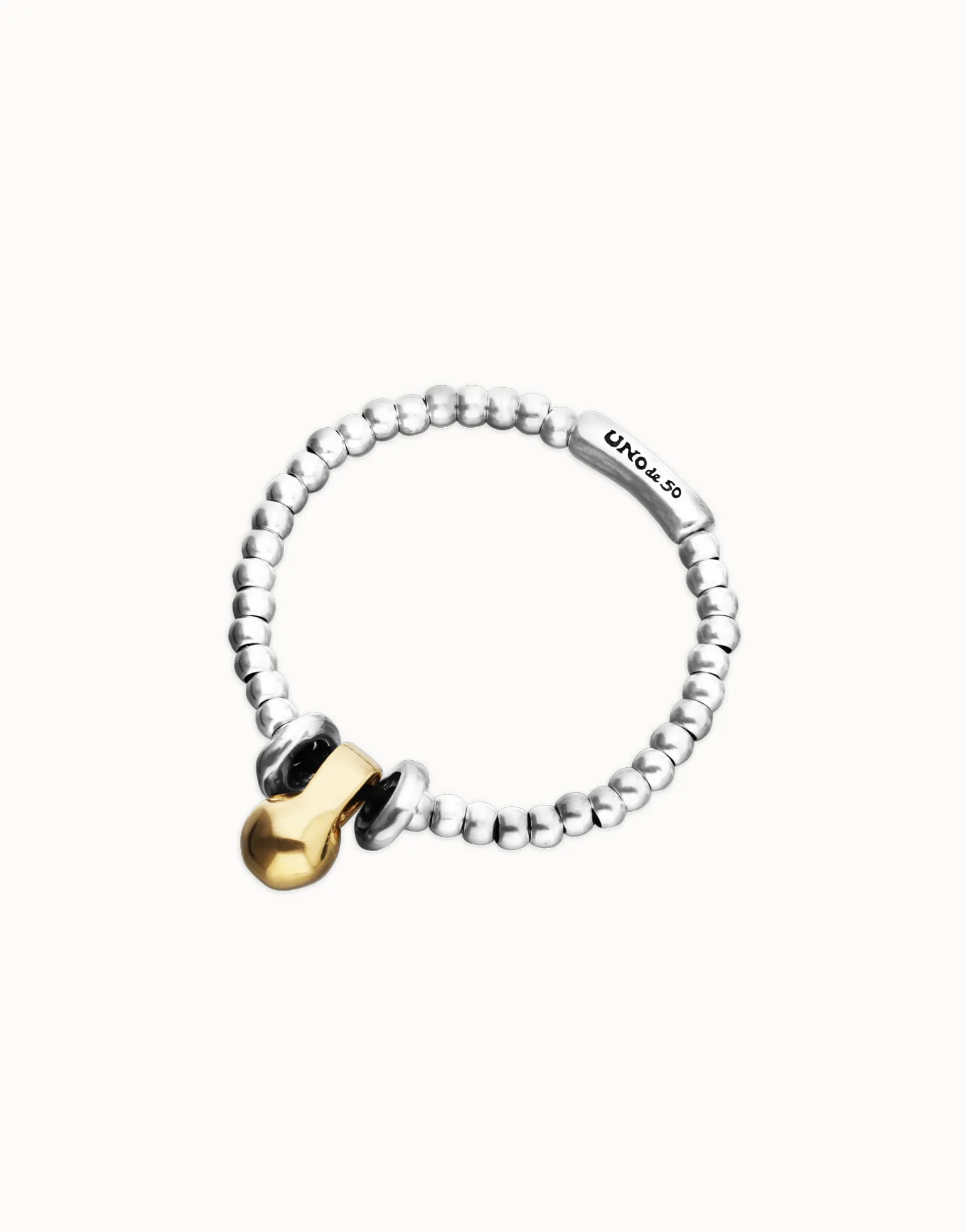 Pulsera de esferas en combinación de baño oro y plata