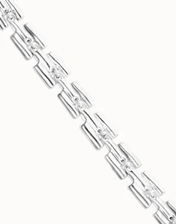 Pulsera de eslabones bañada en plata de ley con piezas cilíndricas