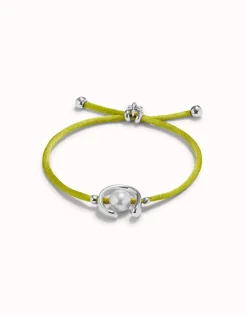 Pulsera de hilo lima con perla shell fornitura bañada en plata de ley.