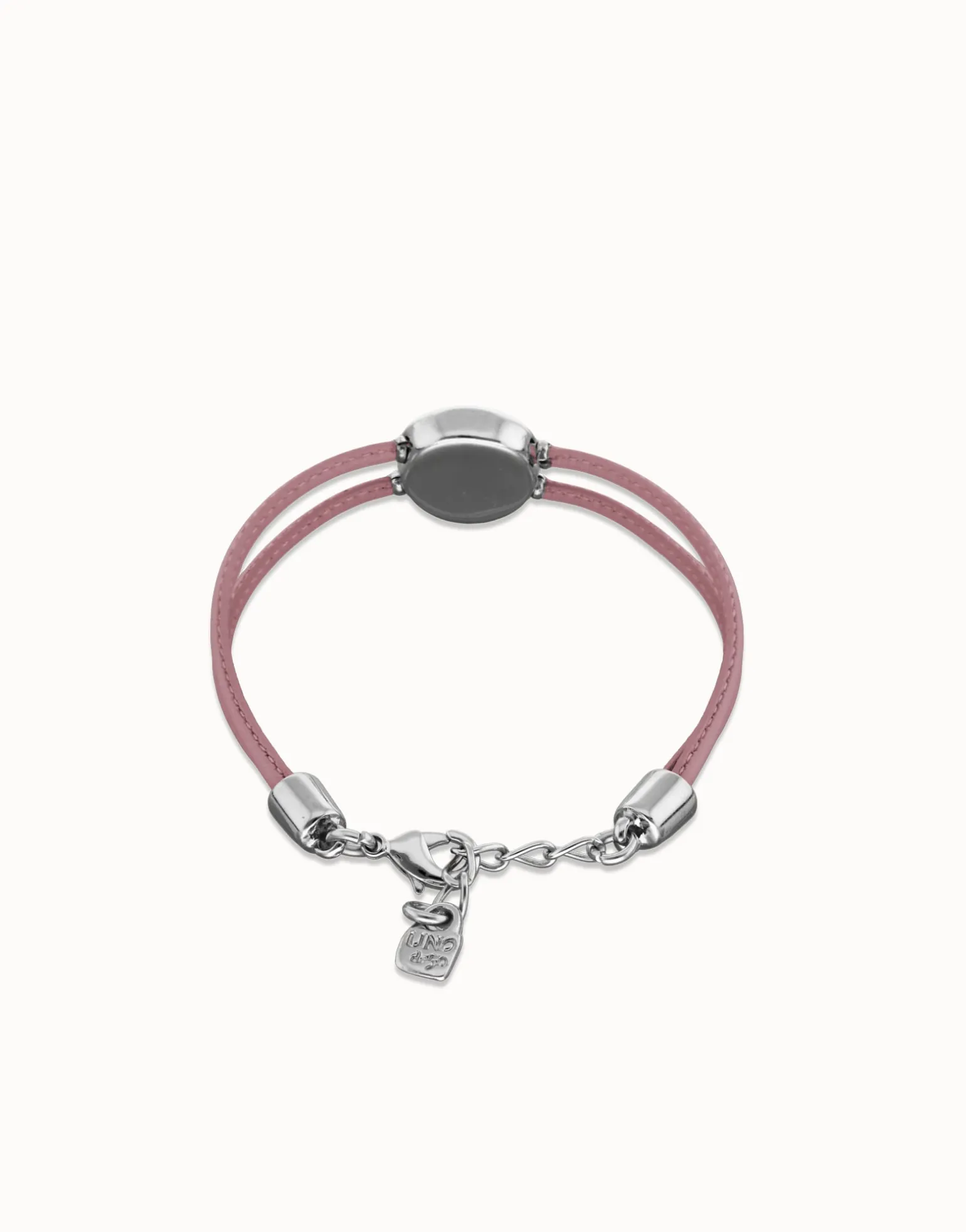 Pulsera doble de cuero lila con ojo bañado en plata de ley
