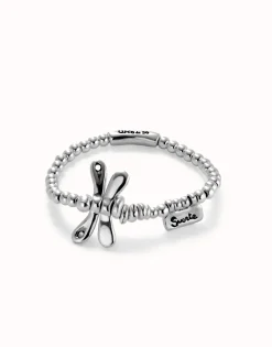 Pulsera elastica con libélula bañada en plata de ley