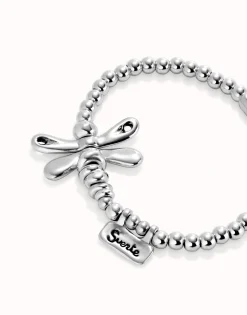 Pulsera elastica con libélula bañada en plata de ley