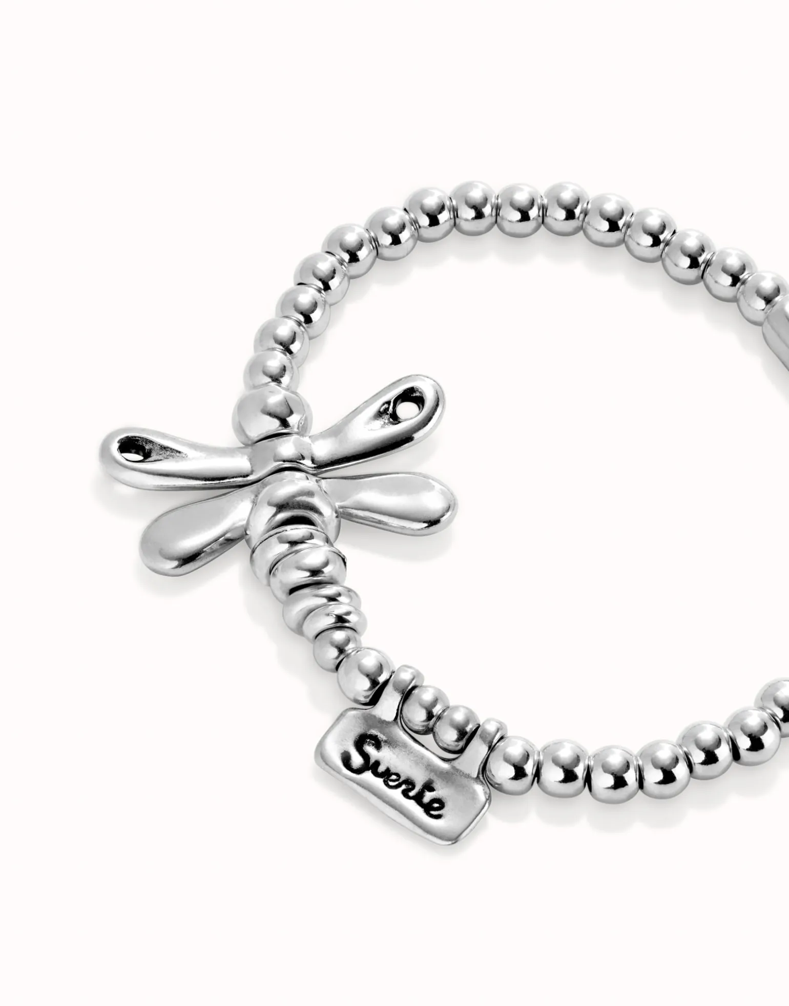 Pulsera elastica con libélula bañada en plata de ley