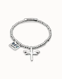 Pulsera elástica bañada en plata de ley con mensaje Salud