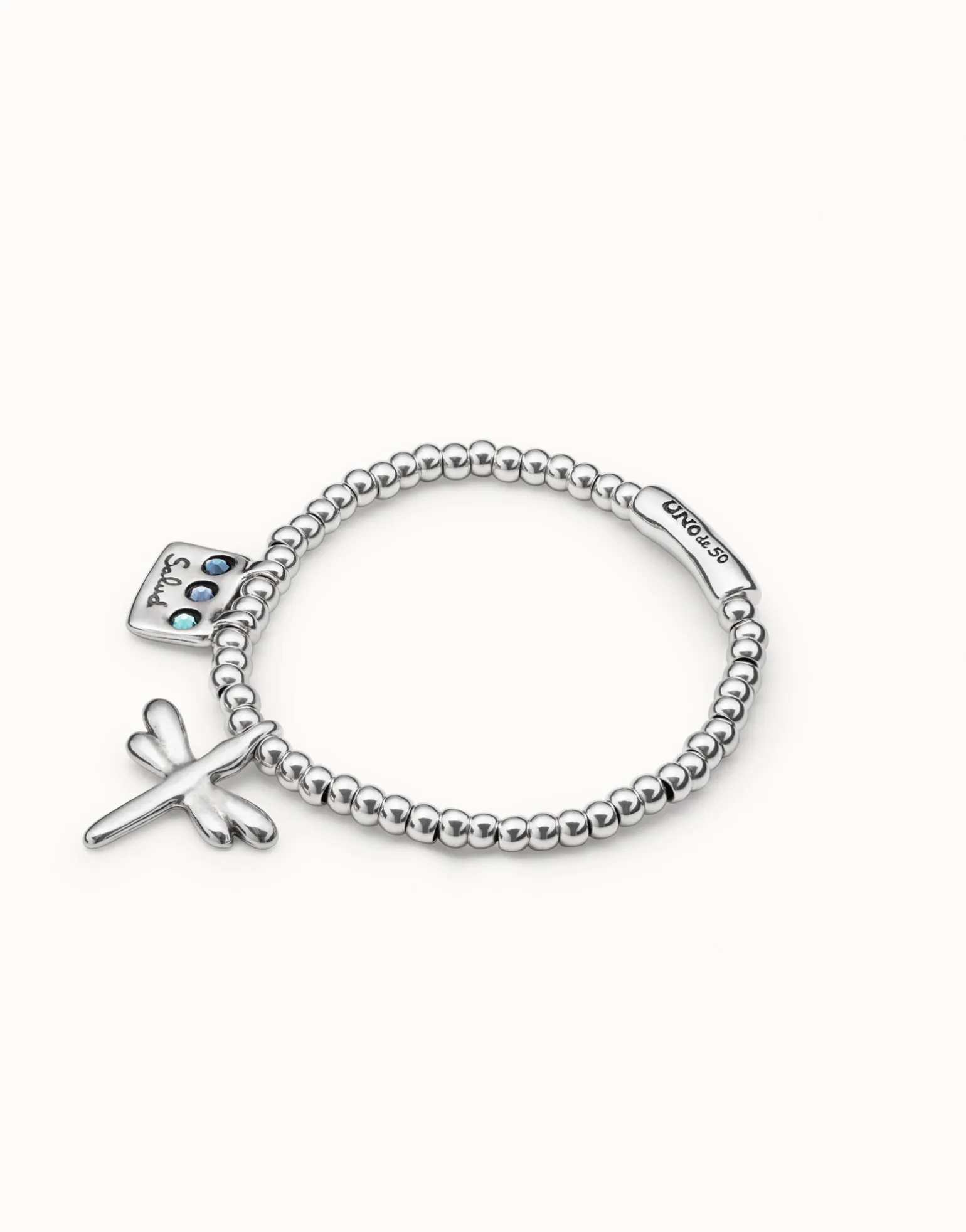 Pulsera elástica bañada en plata de ley con mensaje Salud