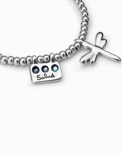 Pulsera elástica bañada en plata de ley con mensaje Salud