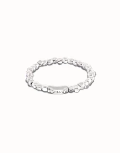 Pulsera elástica con cuentas bañadas en plata