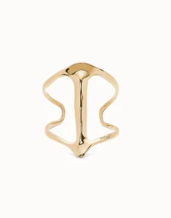 Pulsera rígida bañada en oro de 18k con estructura mantarraya