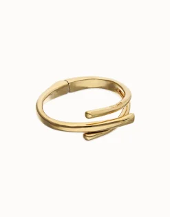 Pulsera rígida bañada en oro 18k con tres formas orgánicas entrelazadas