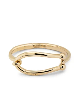 Pulsera rígida bañada en oro 18k eslabón grande y muelle interior