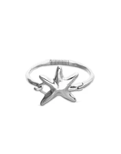 Pulsera rígida bañada en plata con estrella de mar
