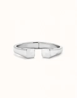 Pulsera rígida bañada en plata de ley acabado liso y forma cuadrada