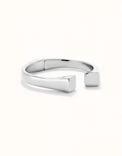 Pulsera rígida bañada en plata de ley acabado liso y forma cuadrada
