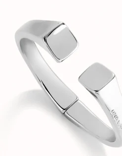 Pulsera rígida bañada en plata de ley acabado liso y forma cuadrada