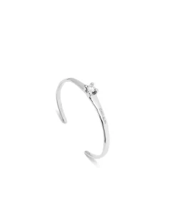 Pulsera rígida bañada en plata de ley con circonita blanca