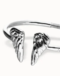 Pulsera rígida bañada en plata de ley con detalle de alas