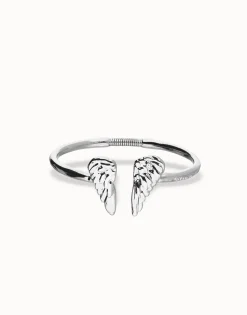 Pulsera rígida bañada en plata de ley con detalle de alas