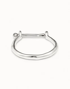Pulsera rígida bañada en plata de ley mujer con cierre tipo grillete