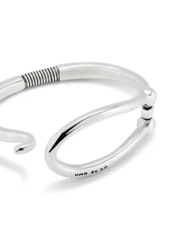 Pulsera rígida bañada en plata eslabón grande y muelle interior