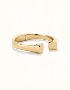Pulsera rígida bañada oro 18k acabado liso y forma cuadrada