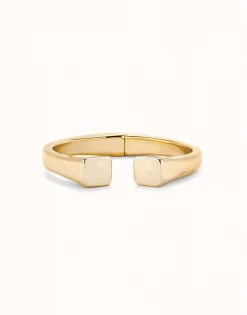 Pulsera rígida bañada oro 18k acabado liso y forma cuadrada