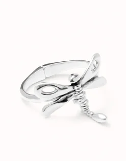 Pulsera rígida con libélula bañada en plata de ley