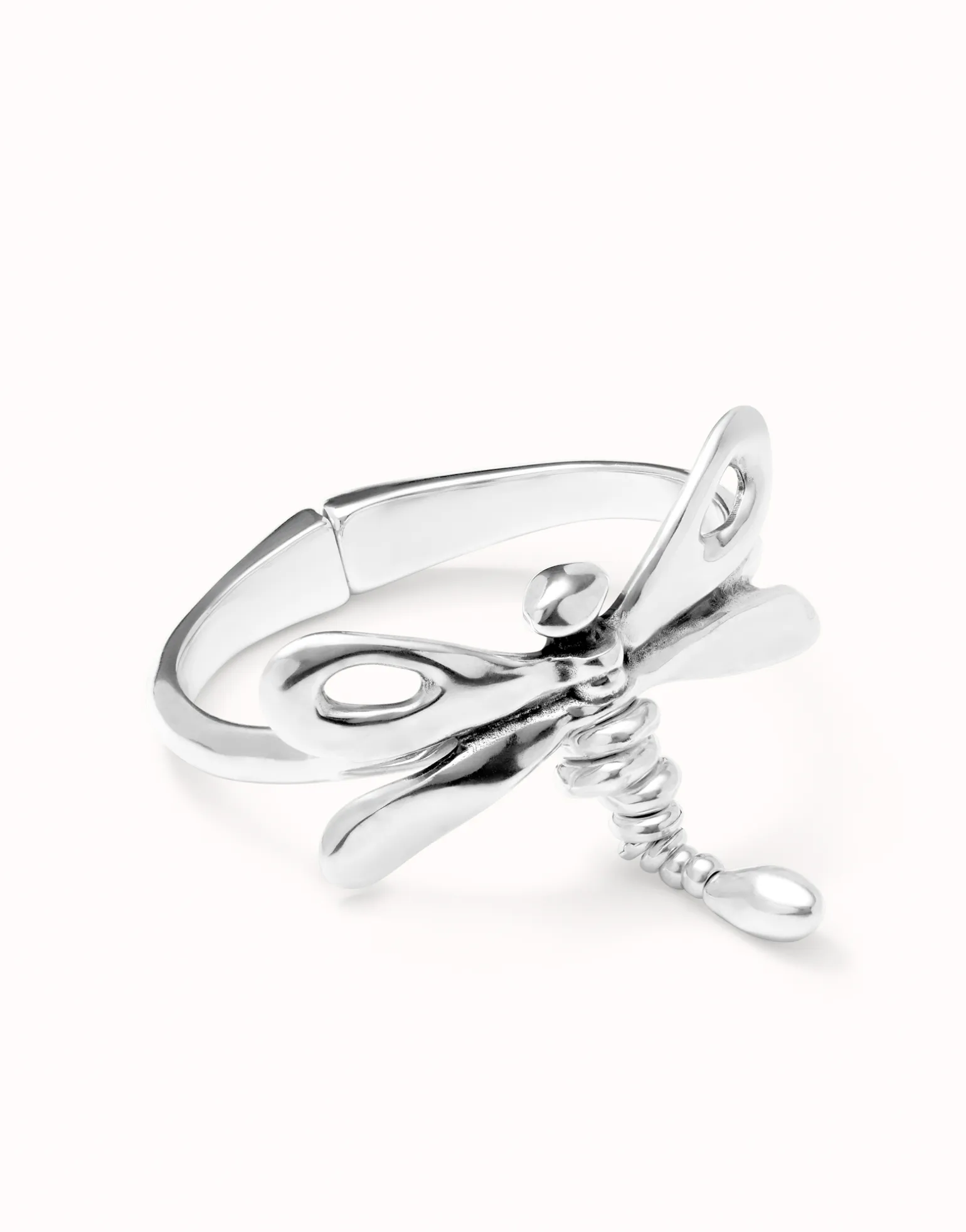 Pulsera rígida con libélula bañada en plata de ley