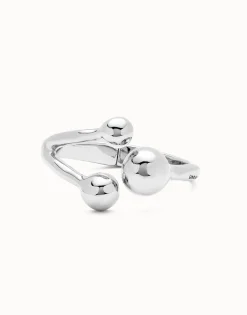 Pulsera rígida con tres bolas bañadas en plata de ley