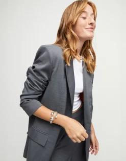 Pulsera rígida con tres bolas bañadas en plata de ley