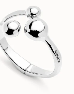 Pulsera rígida con tres bolas bañadas en plata de ley
