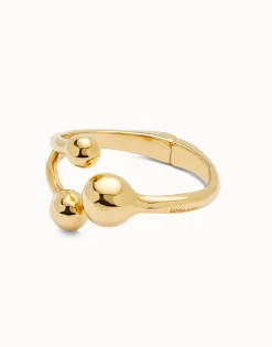 Pulsera rígida con tres bolas bañadas en oro 18k