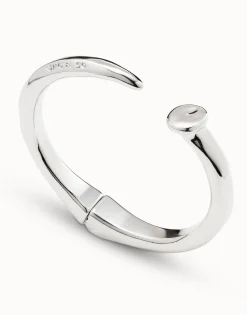 Pulsera rígida en plata de ley con forma de clavo