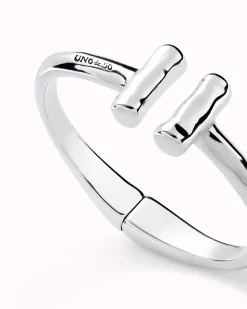 Pulsera rigida bañada en plata de ley y dos tubos en sus extremos