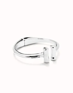 Pulsera rigida bañada en plata de ley y dos tubos en sus extremos
