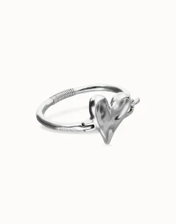 Pulsera semirrígida bañada en plata de ley con detalle de corazón