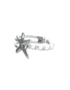 Pulsera semirrígida bañada en plata con perlas y estrella de mar