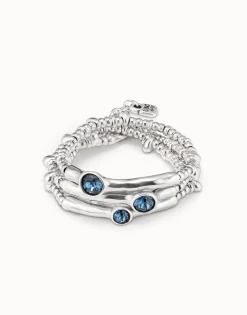 Pulsera triple bañada en plata de ley y cristal .